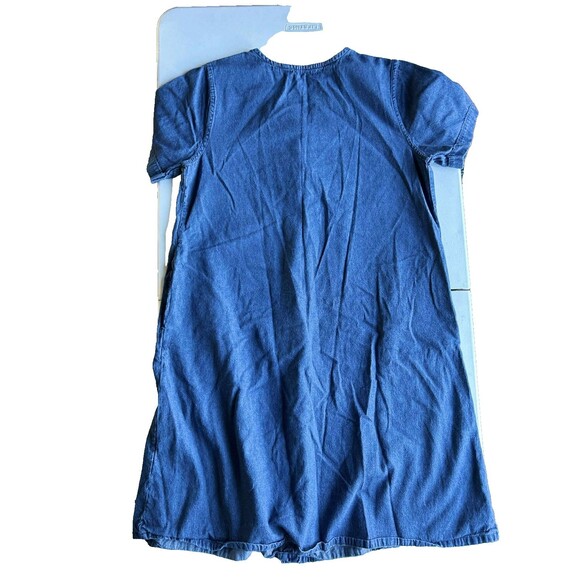 La Cera Denim Dress: P-Med. Vintage 90s Embroidered Applique Floral Pockets - Picture 7 of 9